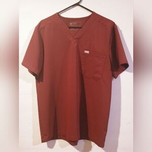 Figs Scrubs Dark Red Maroon Wine Unisex Technical Solutions Mens Shirt sz Medium